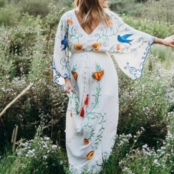 5⭐️ Favorite Amelia Embroidery Maternity Gown, Maternity Baby Bump Maxi Dress - Picture 6 of 16
